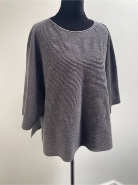 COS Charcoal Grey 100% Wool Boxy Ribbed Sweater Size M